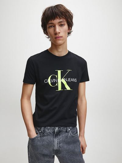 Calvin Klein Ruhák HU394606 | Calvin Klein Slim Organic Cotton Logo Férfi Póló Fekete